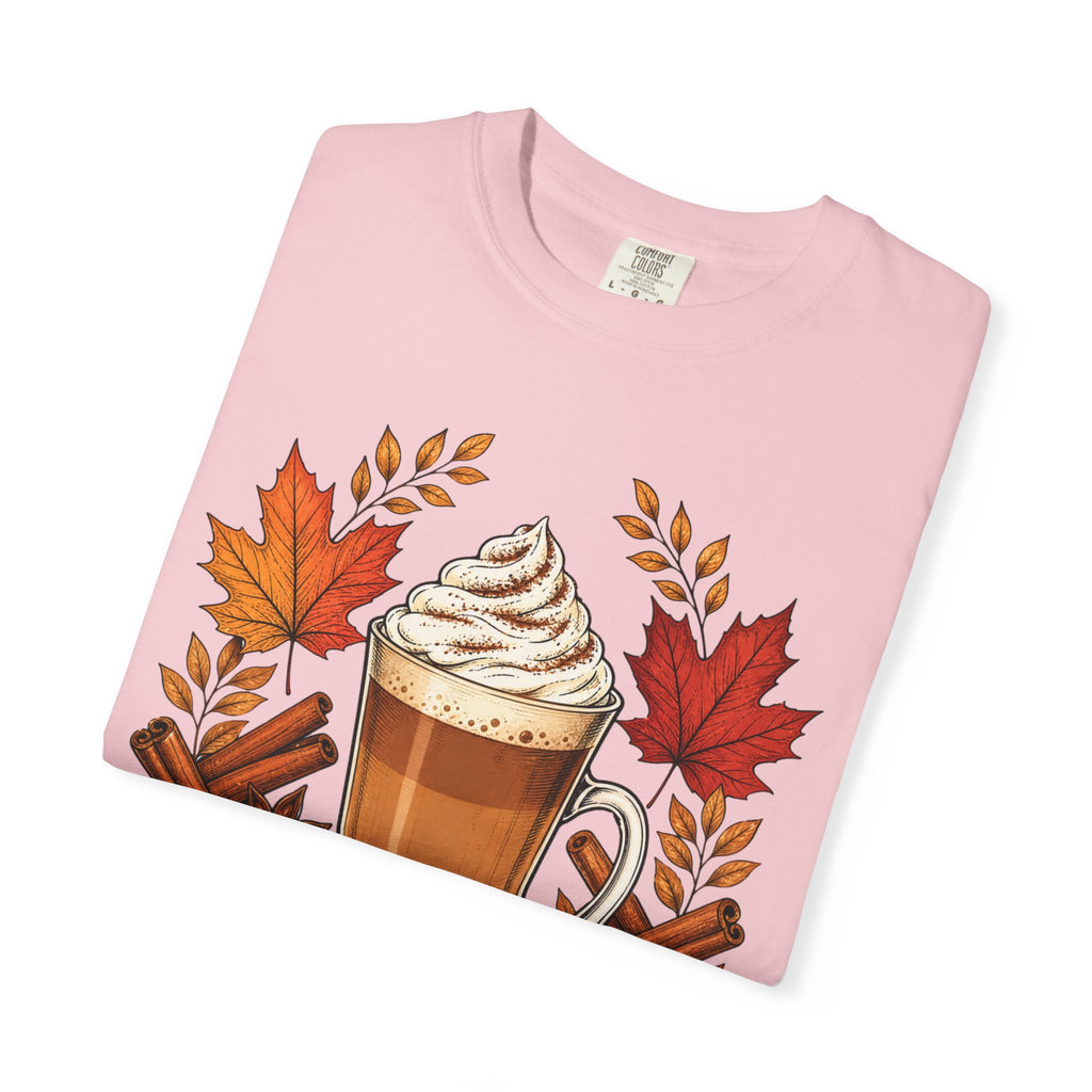 Pumpkin Spice Latte T-Shirt — Autumn Coffee Fall Leaves Tee
