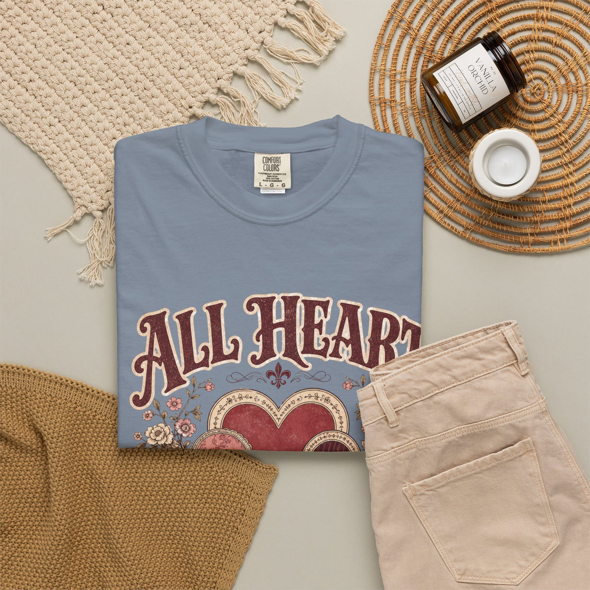 All Heart Vintage Floral Tee — "All Heart" Graphic T-Shirt