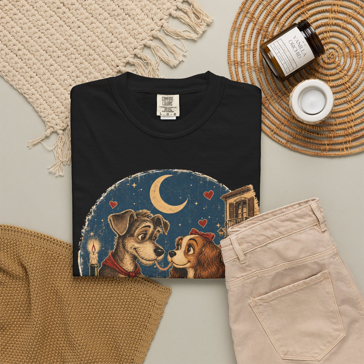T-Shirt — "Love at First Bite" Vintage Pizza Date Dogs Tee