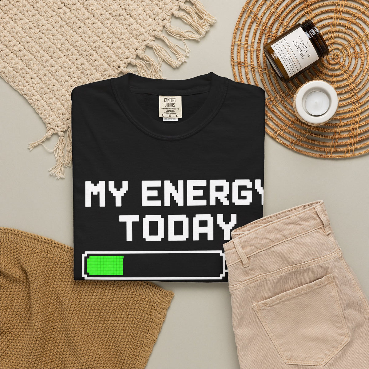 T-Shirt — "My Energy Today 20%" Low Battery Graphic Tee