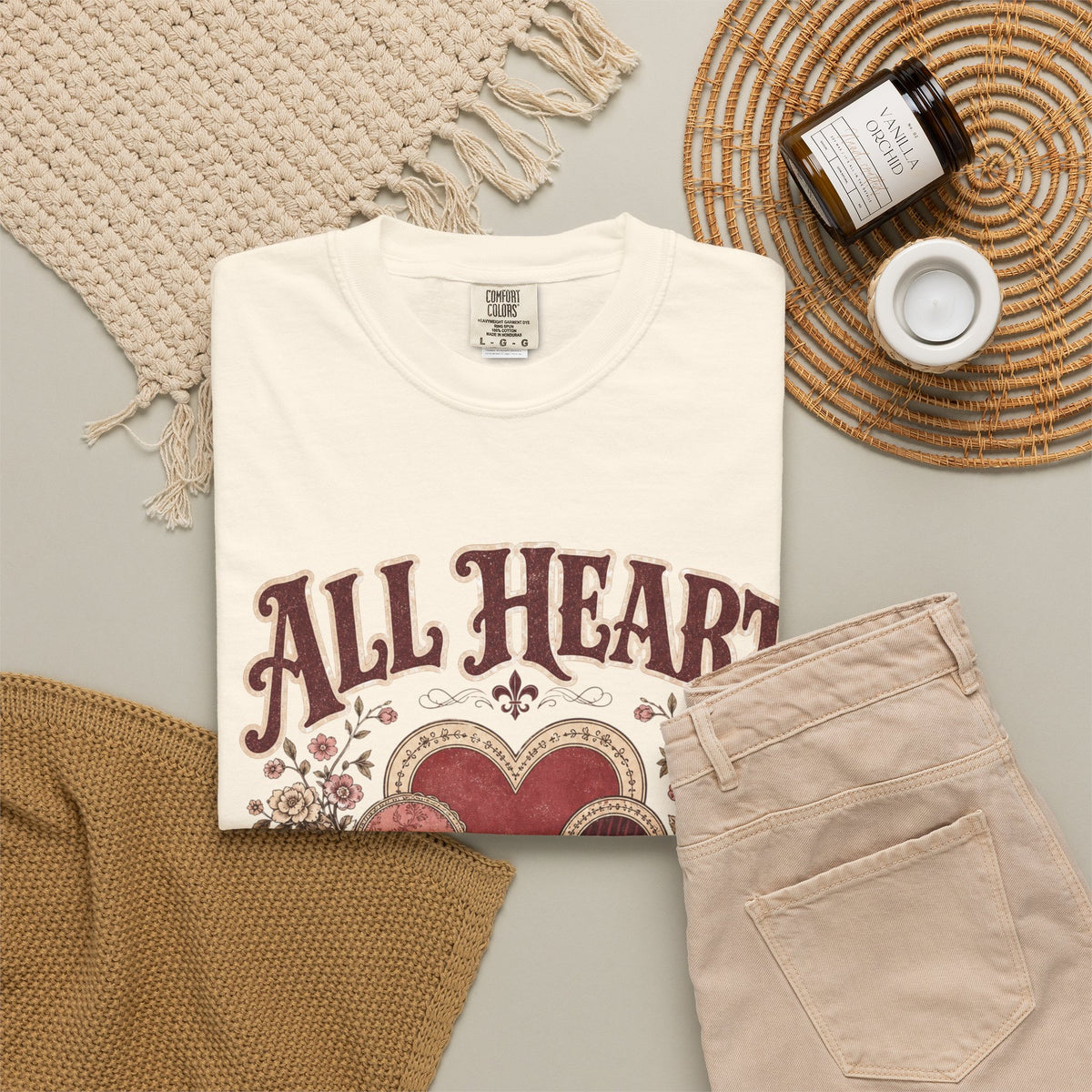 All Heart Vintage Floral Tee — "All Heart" Graphic T-Shirt