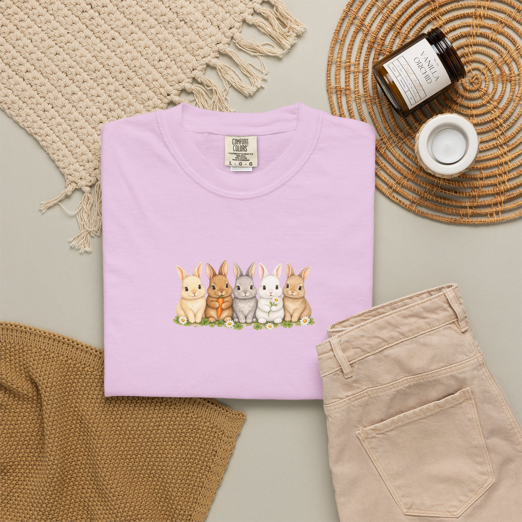 Bunny Row T‑Shirt — Cute Watercolor Rabbits Graphic Tee