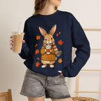 Autumn Bunny Sweatshirt – Cozy Fall Rabbit Holding Coffee