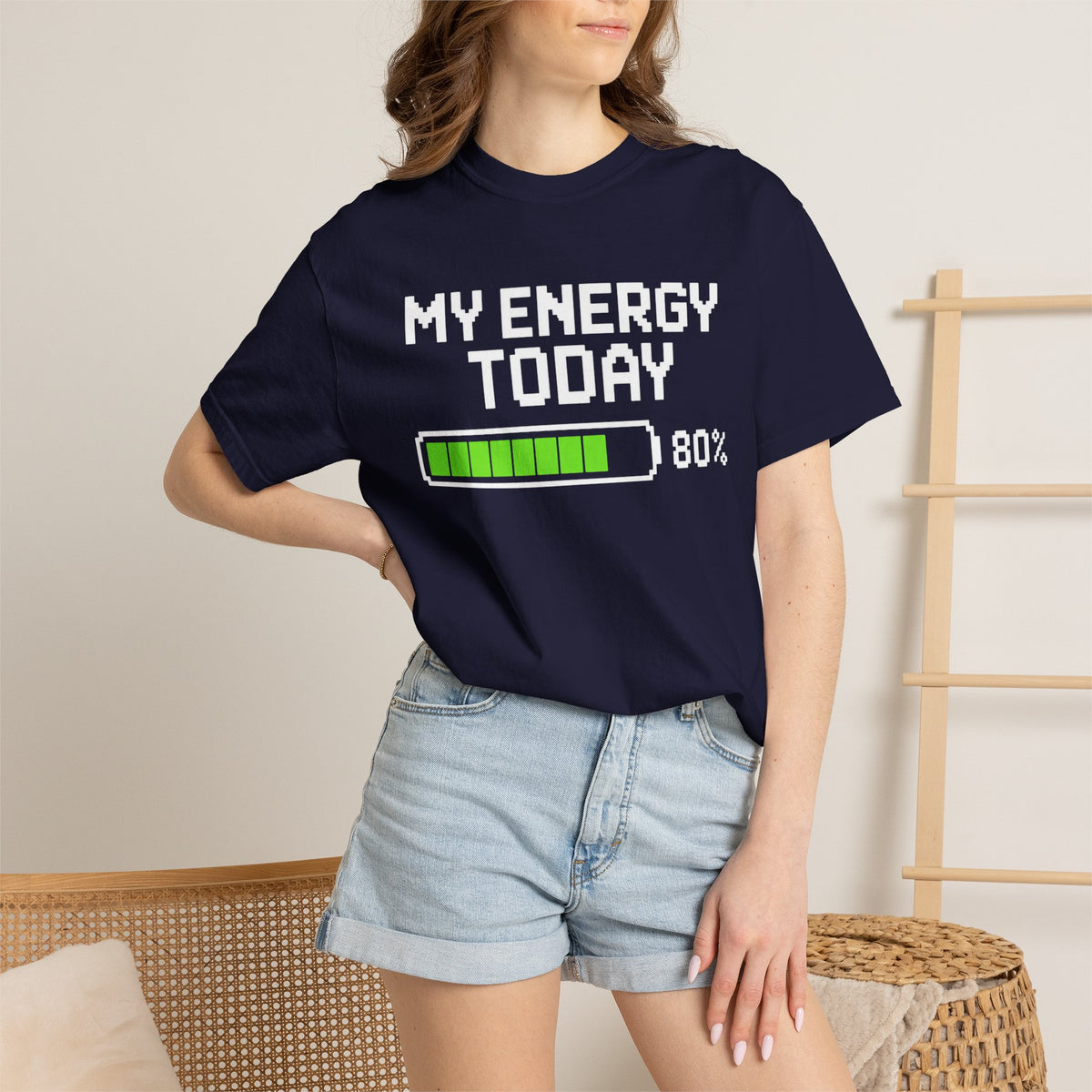 T-Shirt — "My Energy Today 80%" Battery Level Graphic Tee