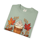 Pumpkin Spice Latte T-Shirt — Autumn Coffee Fall Leaves Tee