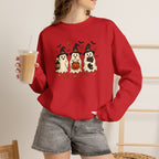 Halloween Puppy Ghosts Sweatshirt — Cute Dogs in Witch Hats with Jack-o'-Lantern