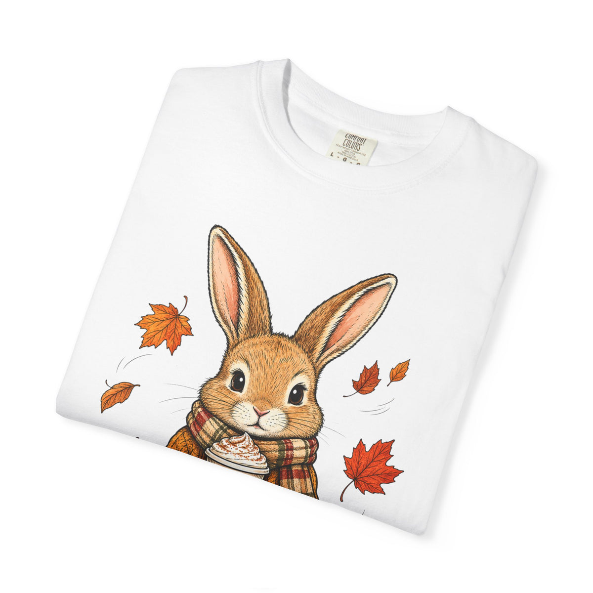 Autumn Bunny Tee — Cozy Fall Rabbit with Scarf & Hot Cocoa