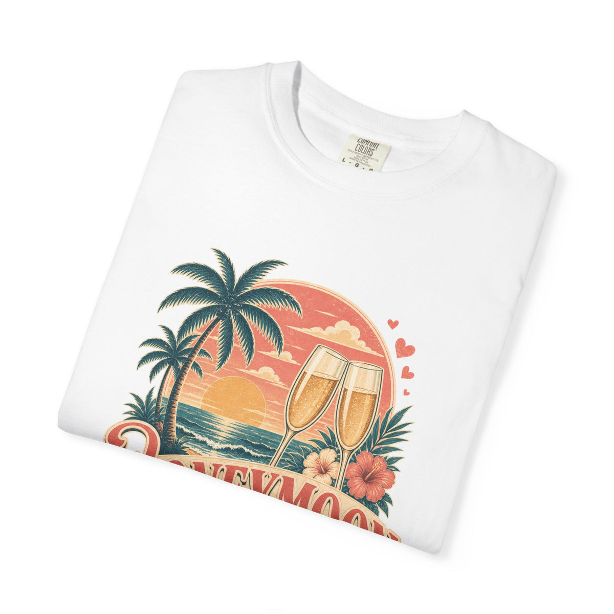 Honeymoon Mode T-Shirt — Tropical Sunset Couple Vacation Tee