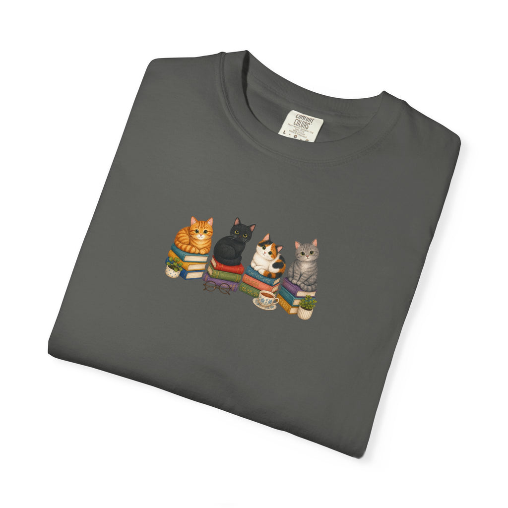Cat Knit Crew T-Shirt — Cozy Cats Sitting Together Graphic Tee