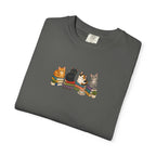 Cat Knit Crew T-Shirt — Cozy Cats Sitting Together Graphic Tee