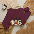 Halloween Puppy Ghosts Sweatshirt — Cute Dogs in Witch Hats with Jack-o'-Lantern