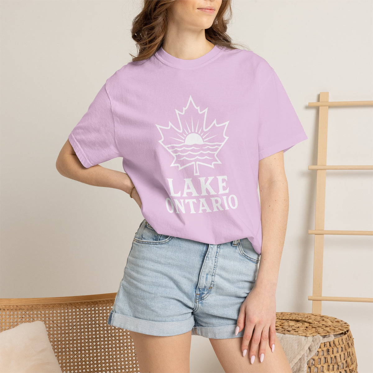 Lake Ontario T-Shirt — Retro Maple Leaf Sunset Graphic