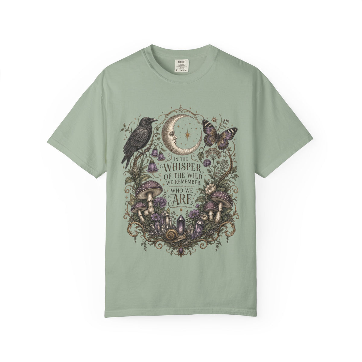 Whisper of the Wild T-Shirt — Moon, Raven & Mushroom Nature Graphic