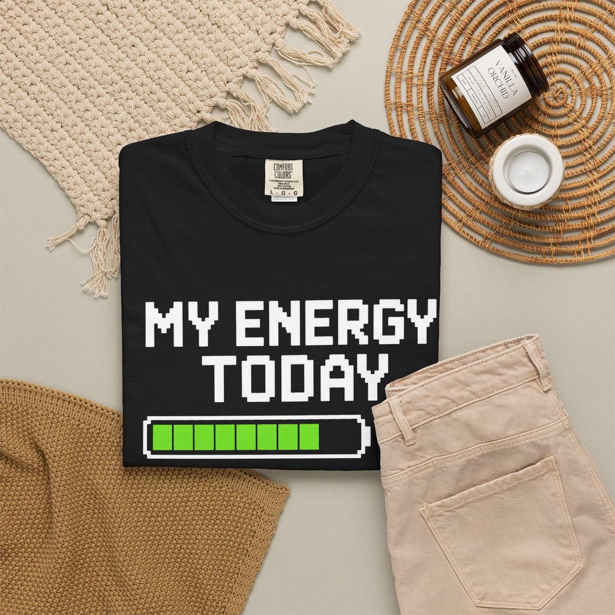 T-Shirt — "My Energy Today 80%" Battery Level Graphic Tee