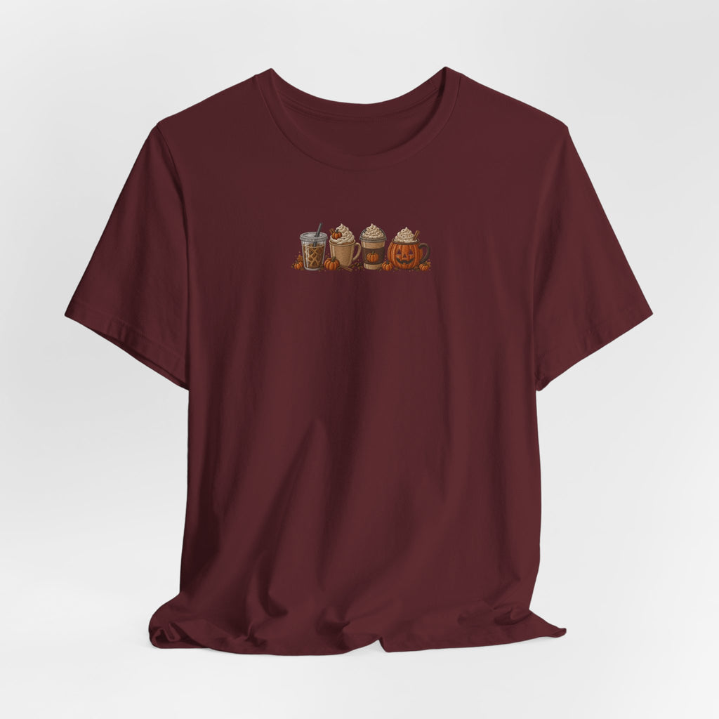 Coffee Crew Cute Graphic Tee — Espresso, Latte & Mocha Cartoon Shirt