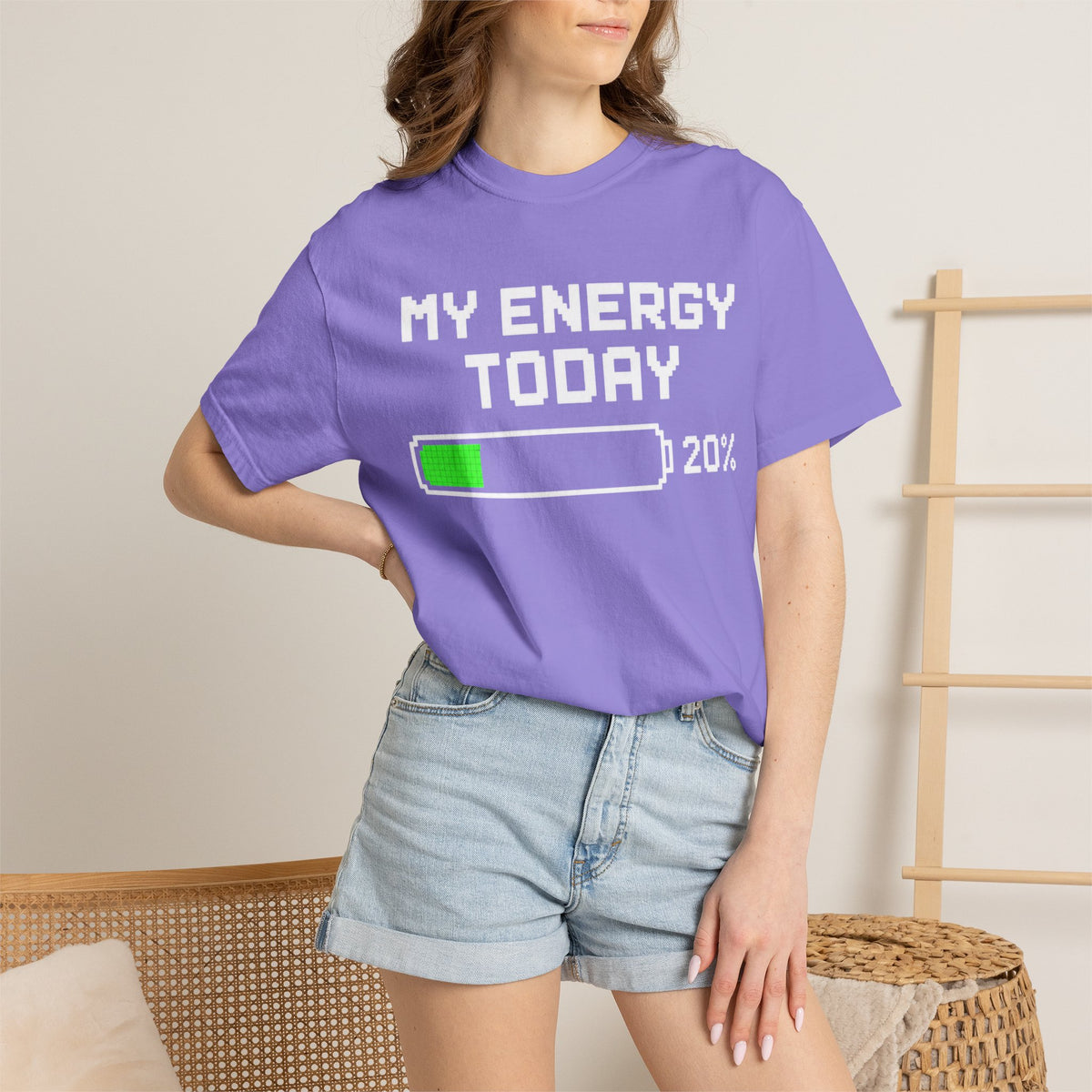 T-Shirt — "My Energy Today 20%" Low Battery Graphic Tee