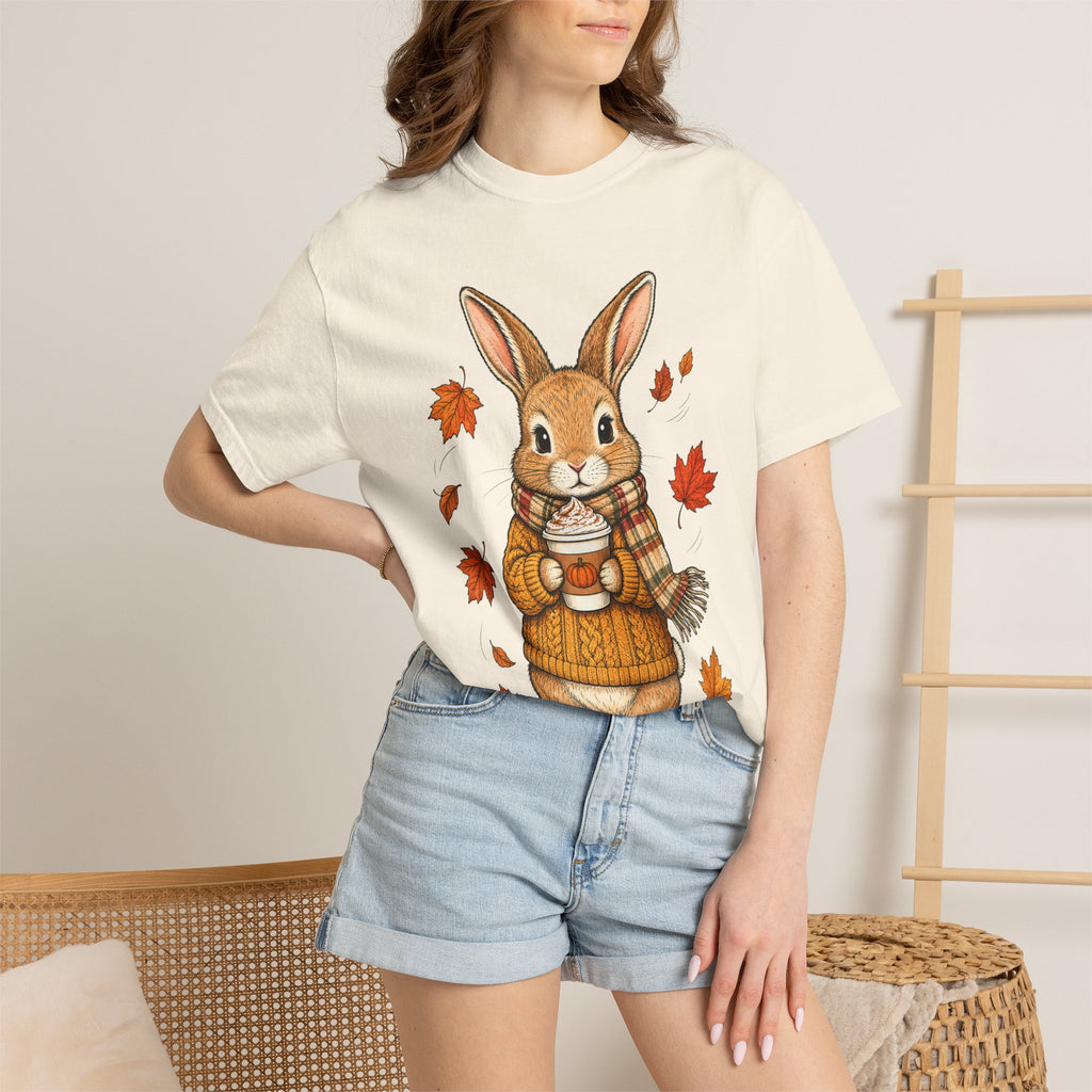 Autumn Bunny Tee — Cozy Fall Rabbit with Scarf & Hot Cocoa