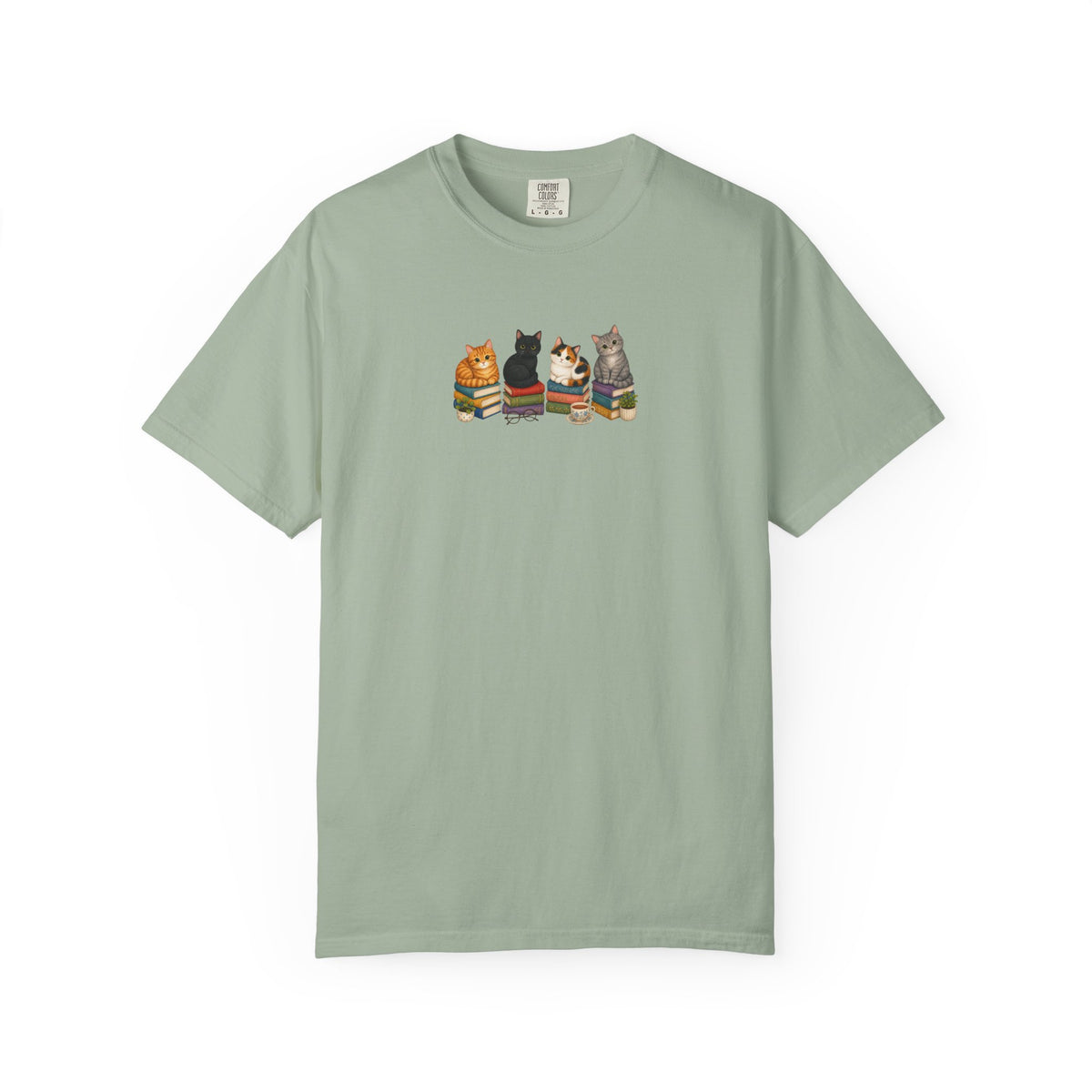 Cat Knit Crew T-Shirt — Cozy Cats Sitting Together Graphic Tee