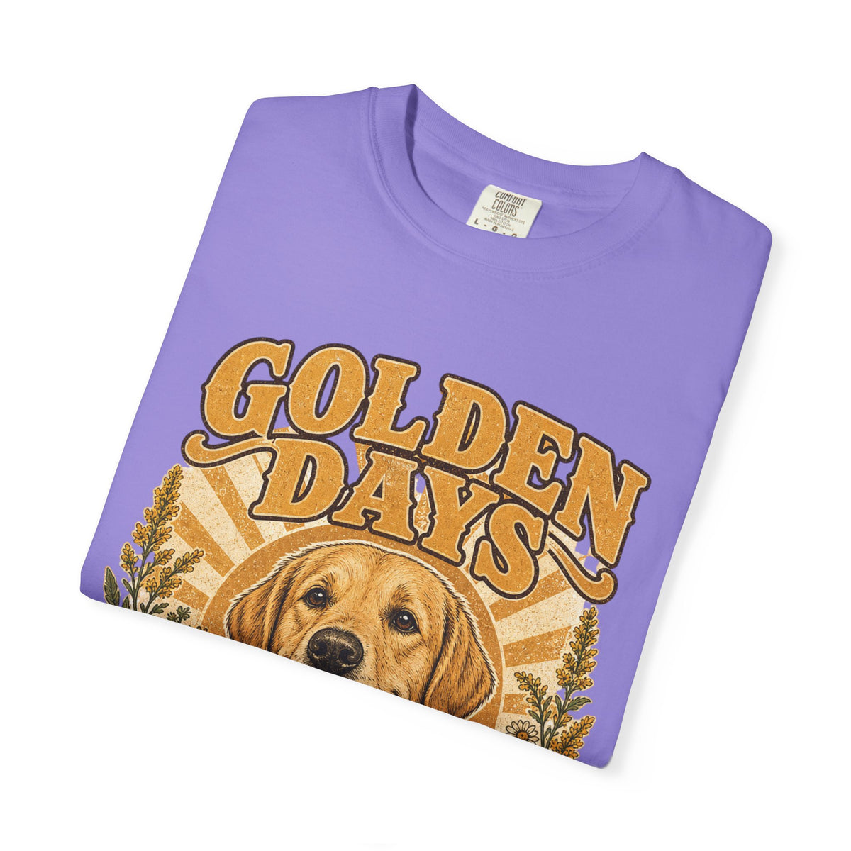 Golden Days Golden Retriever T-Shirt — "Good Dog • Good Life" Vintage Floral Tee