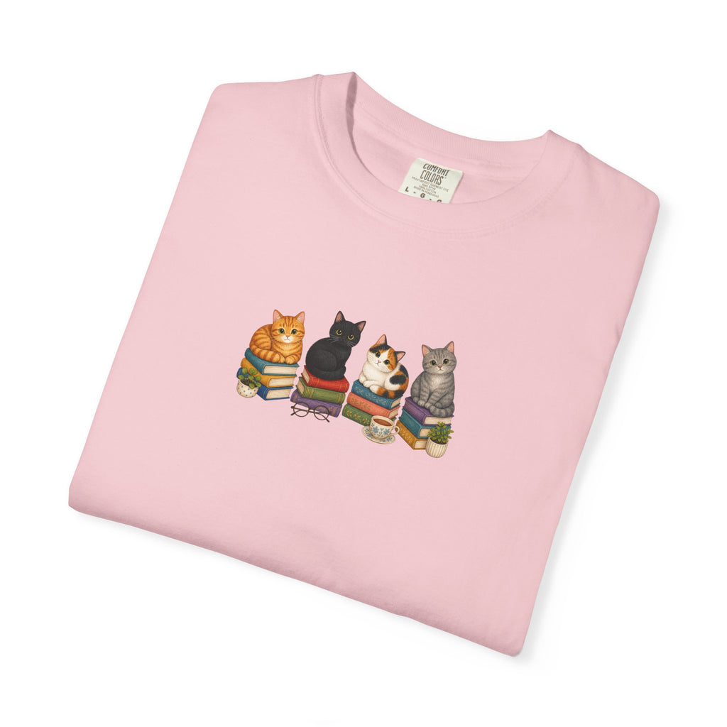 Cat Knit Crew T-Shirt — Cozy Cats Sitting Together Graphic Tee