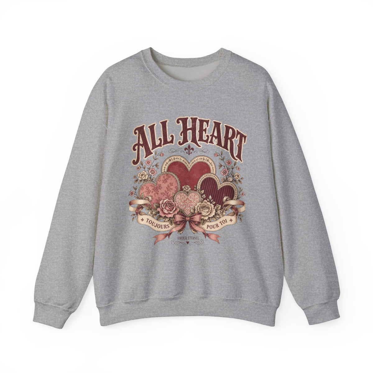 Vintage Valentine Crewneck Sweatshirt – "All Heart" Romantic Graphic