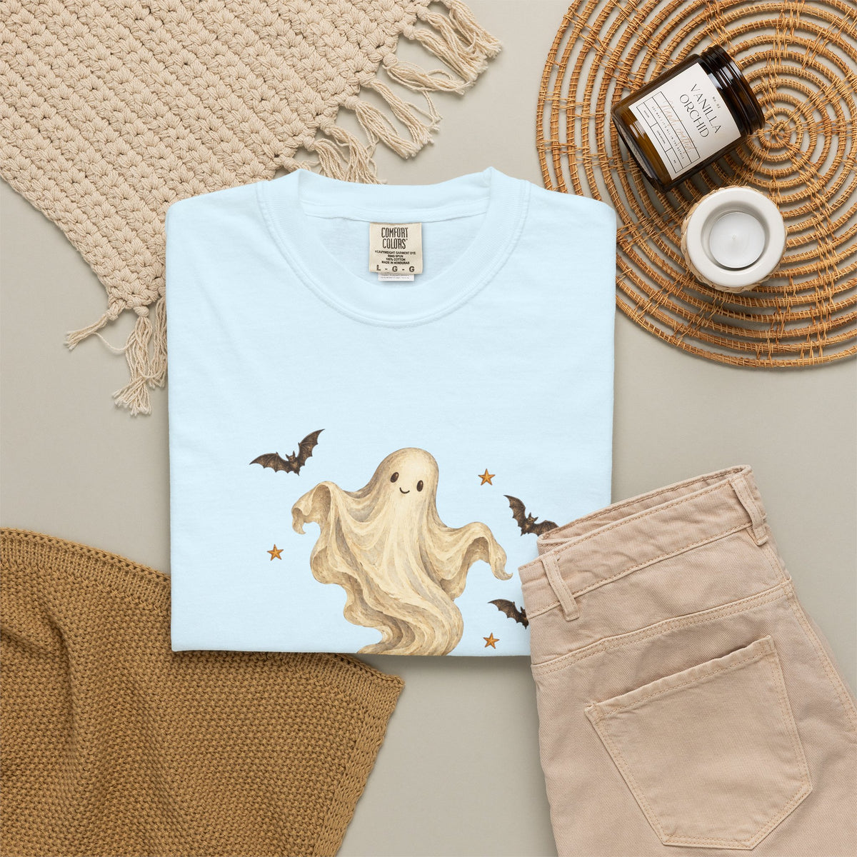 Halloween Ghost in Jack-O'-Lantern T-Shirt