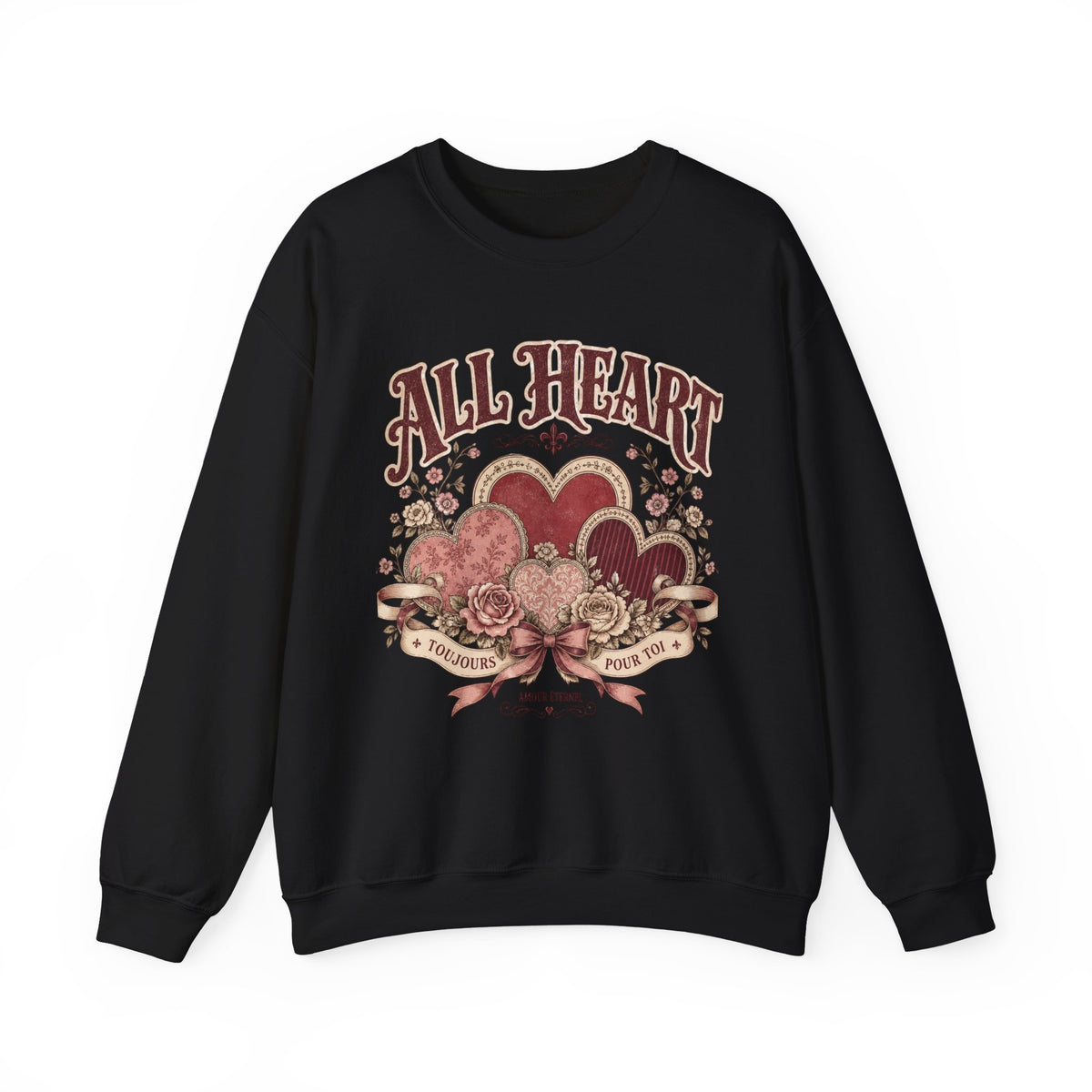 Vintage Valentine Crewneck Sweatshirt – "All Heart" Romantic Graphic