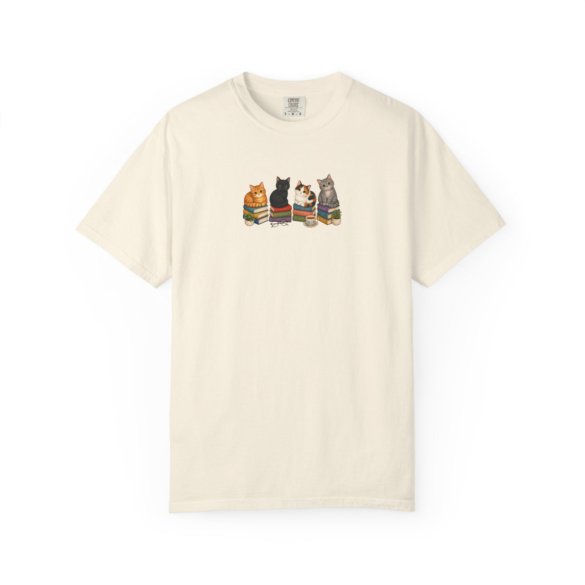 Cat Knit Crew T-Shirt — Cozy Cats Sitting Together Graphic Tee