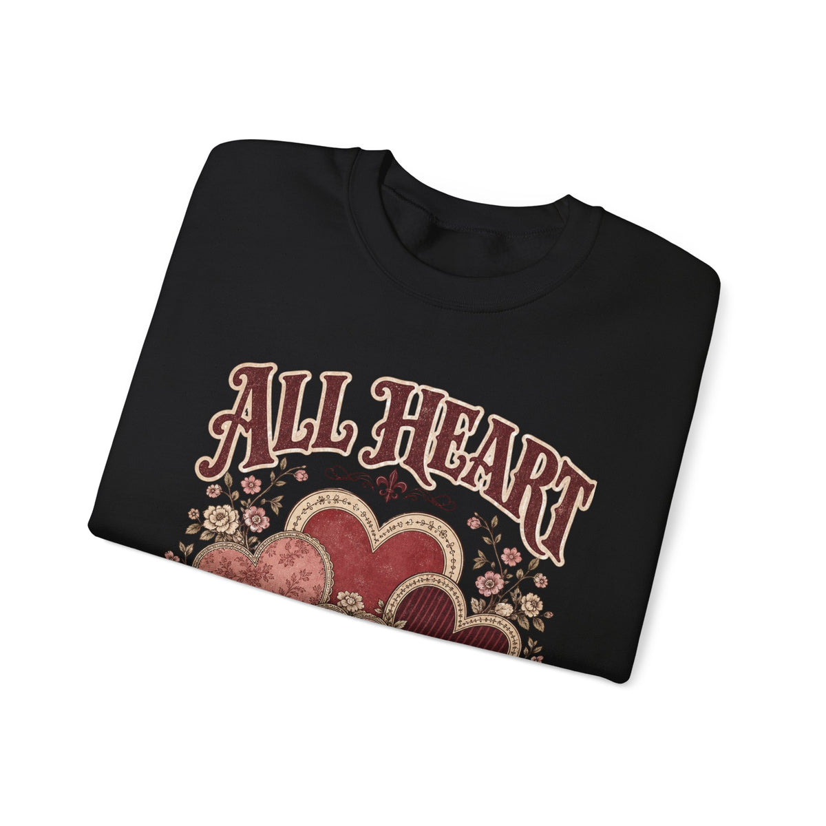 Vintage-Sweatshirt mit Rundhalsausschnitt zum Valentinstag – „All Heart“ romantisches Motiv