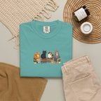 Cat Knit Crew T-Shirt — Cozy Cats Sitting Together Graphic Tee