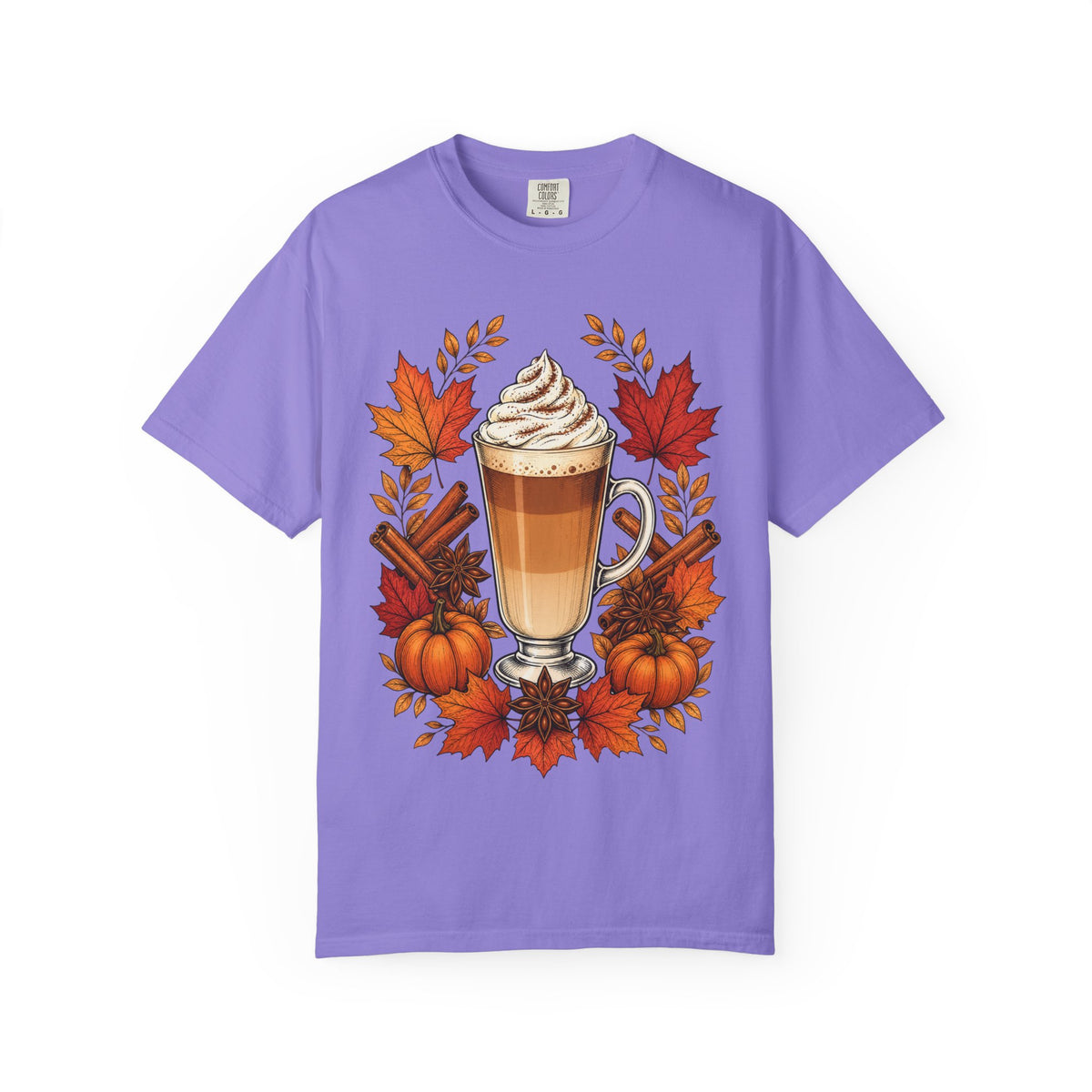 Pumpkin Spice Latte T-Shirt — Autumn Coffee Fall Leaves Tee