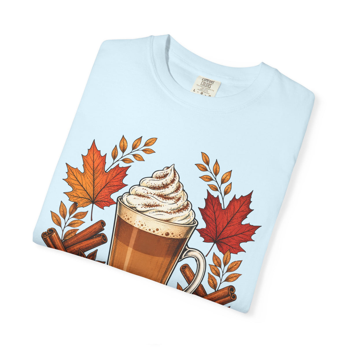 Pumpkin Spice Latte T-Shirt — Autumn Coffee Fall Leaves Tee