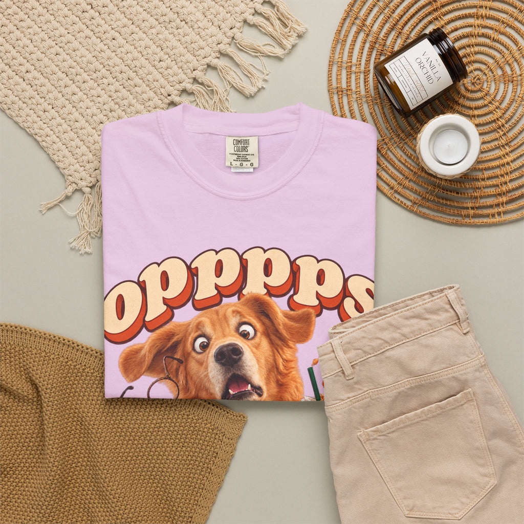Oops Puppy T-Shirt — Cute Dog Spilling Coffee Graphic Tee