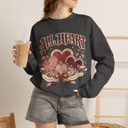 Vintage-Sweatshirt mit Rundhalsausschnitt zum Valentinstag – „All Heart“ romantisches Motiv
