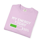 My Energy Today 50% T-Shirt — Low Battery Retro Graphic Tee