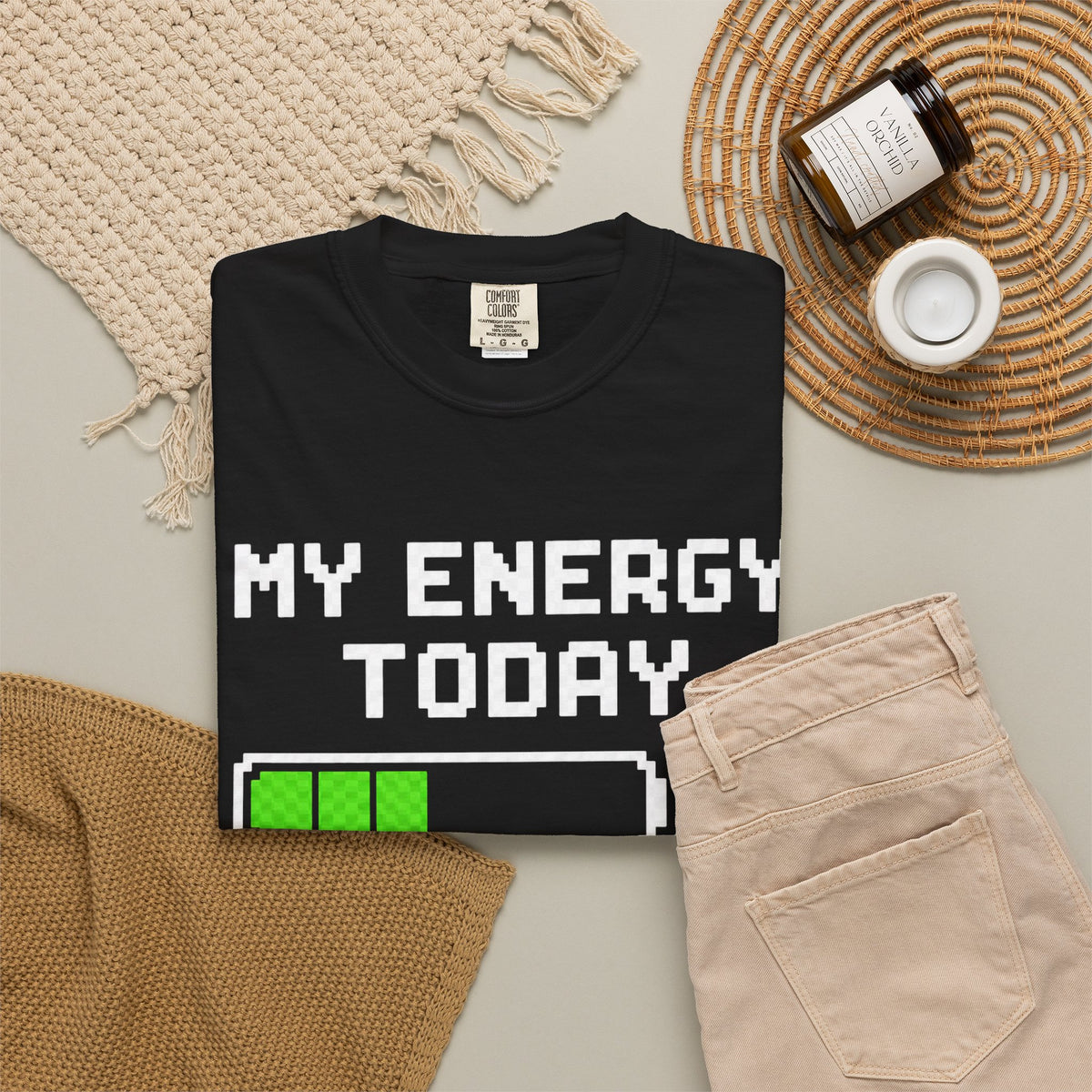Low Battery Energy T-Shirt — "My Energy Today 30%"