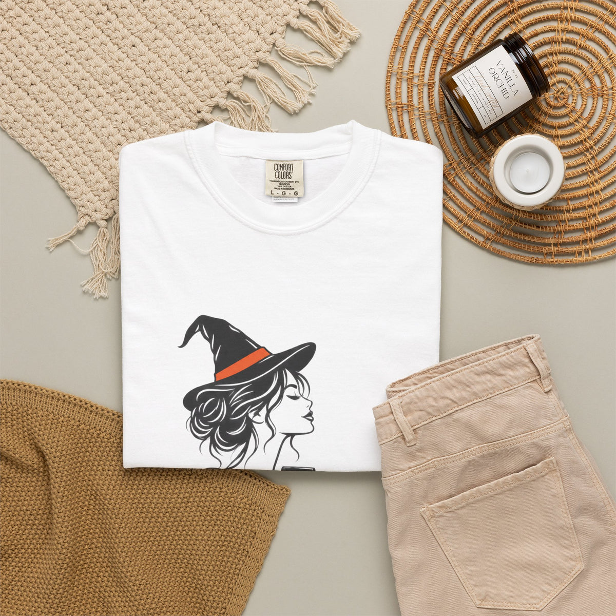 Her Human Witch Tee — Halloween Witch & Dog Graphic T-Shirt