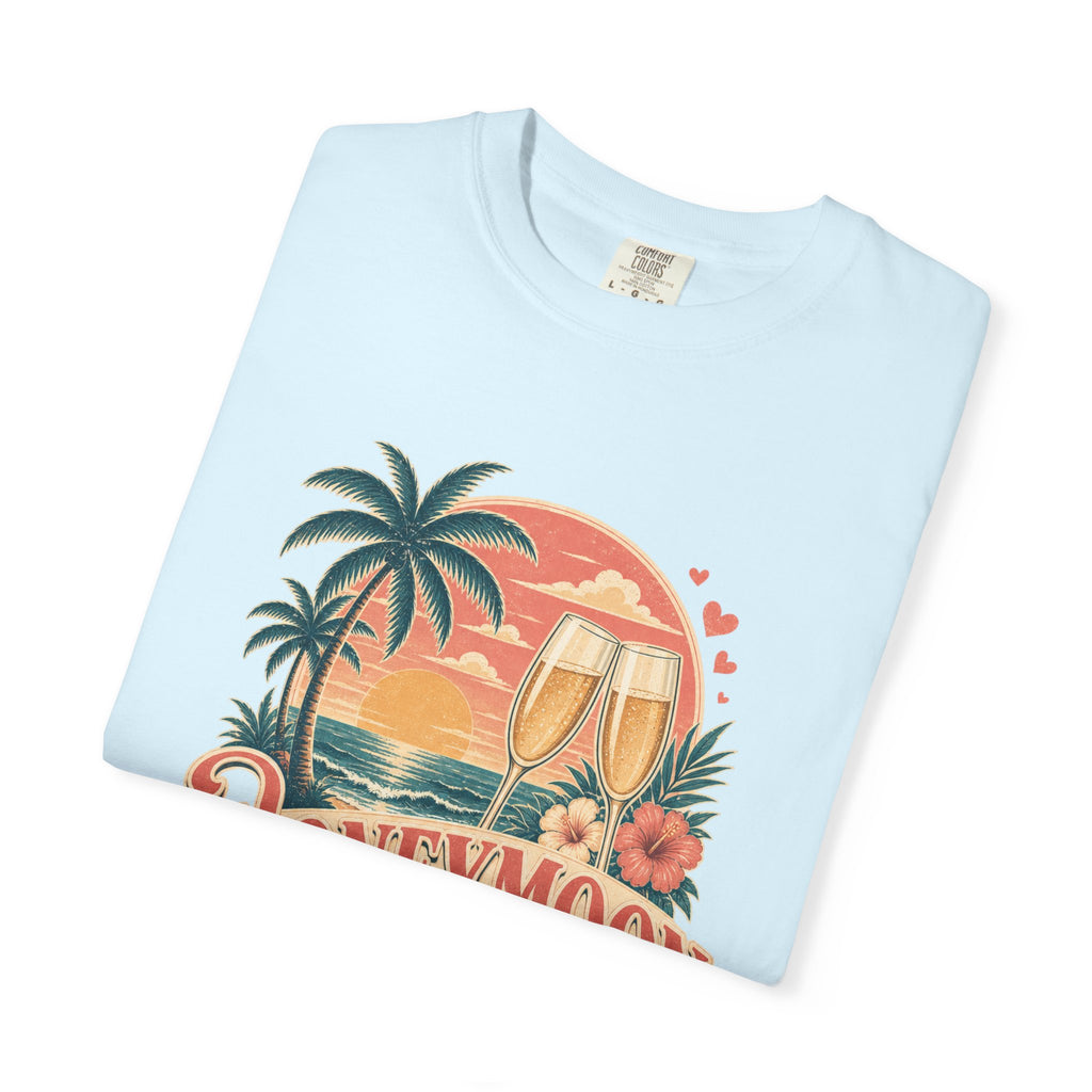 Honeymoon Mode T-Shirt — Tropical Sunset Couple Vacation Tee