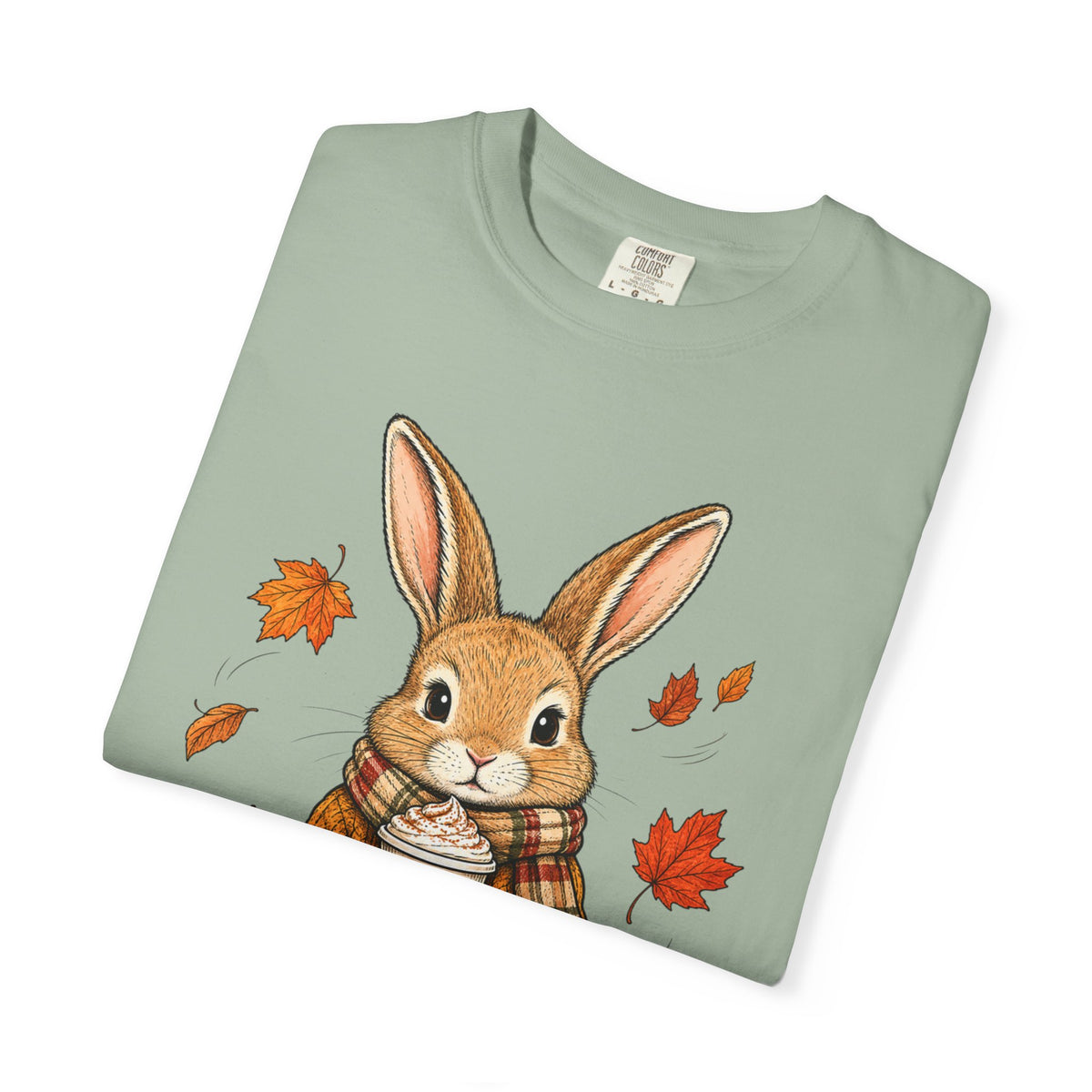 Autumn Bunny Tee — Cozy Fall Rabbit with Scarf & Hot Cocoa