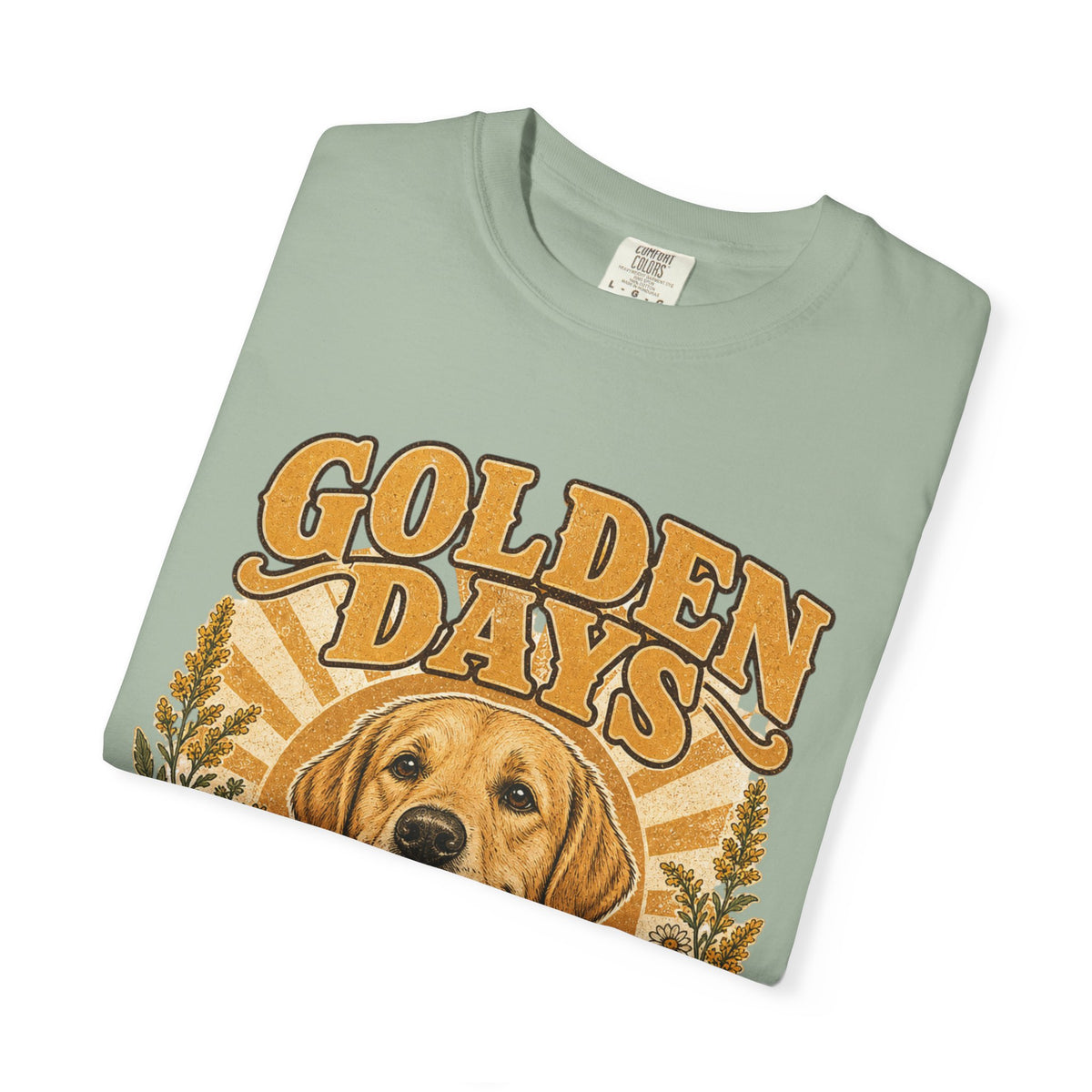 Golden Days Golden Retriever T-Shirt — "Good Dog • Good Life" Vintage Floral Tee
