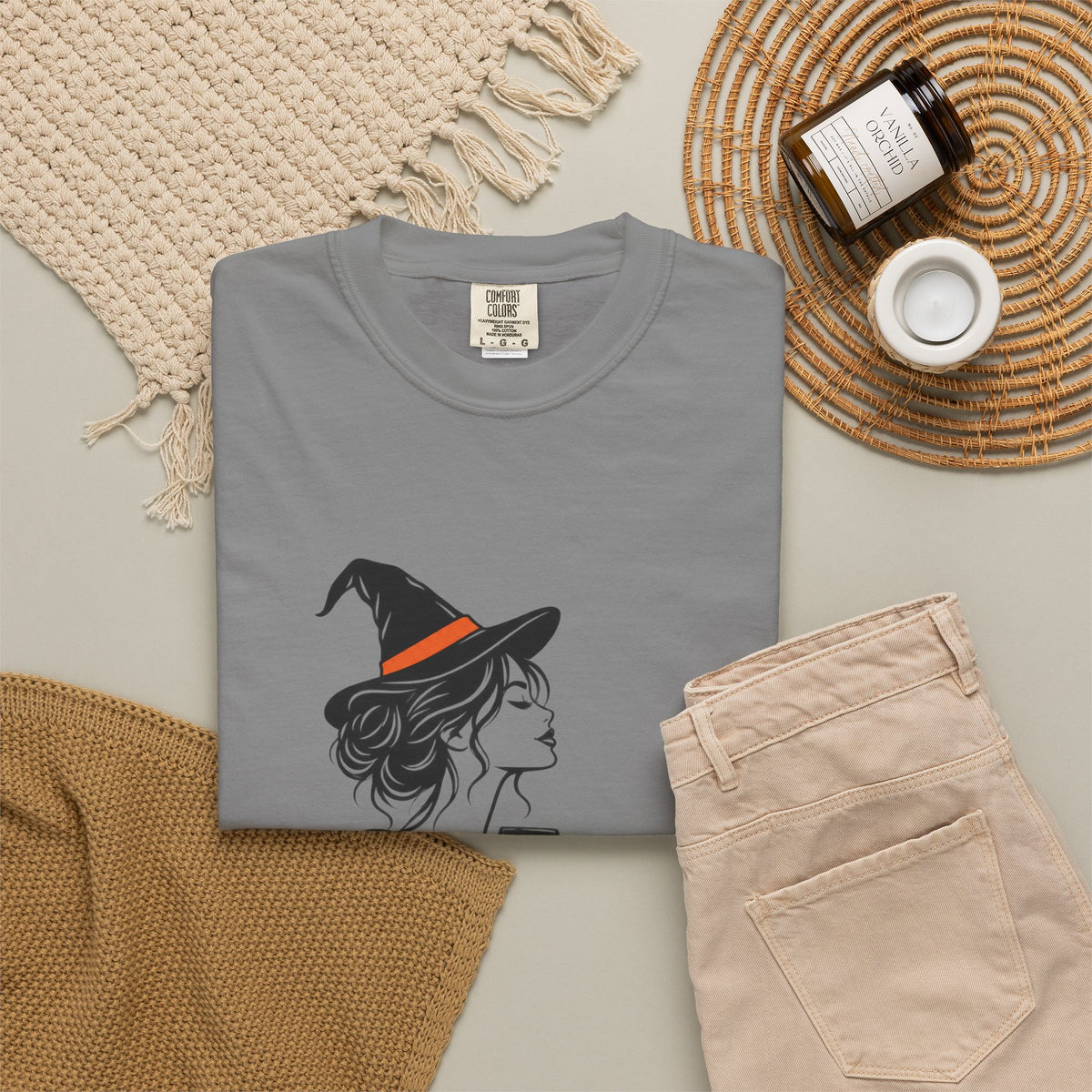 Her Human Witch Tee — Halloween Witch & Dog Graphic T-Shirt