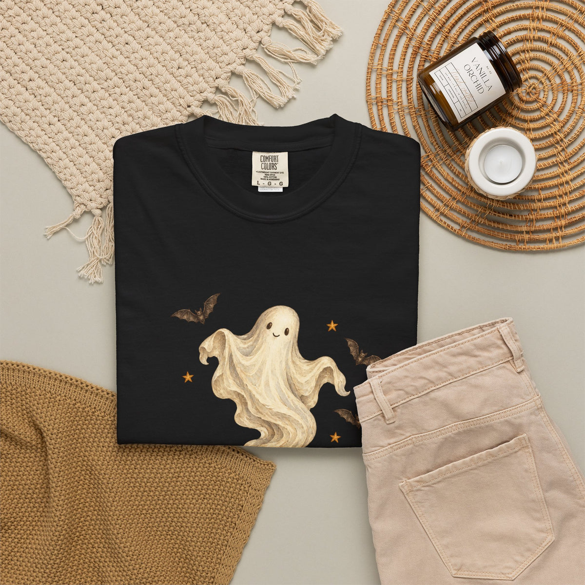 Halloween Ghost in Jack-O'-Lantern T-Shirt