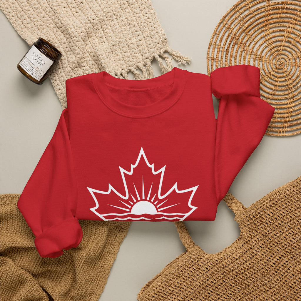 Lake Ontario Crewneck Sweatshirt — Maple Leaf Sunset Lake Design