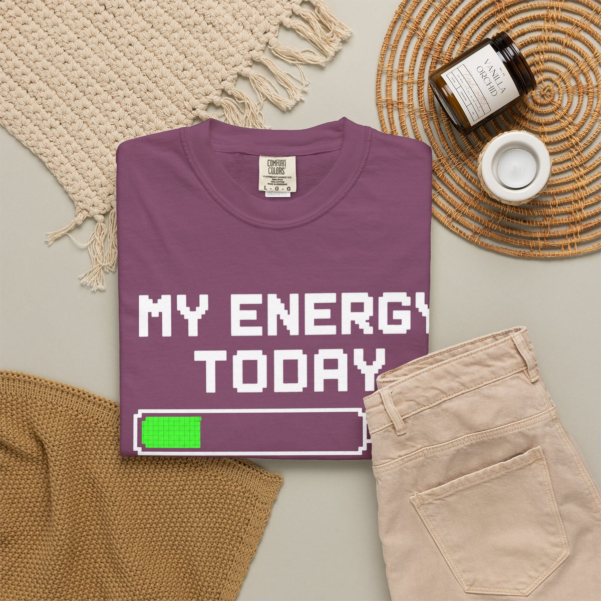 T-Shirt — "My Energy Today 20%" Low Battery Graphic Tee