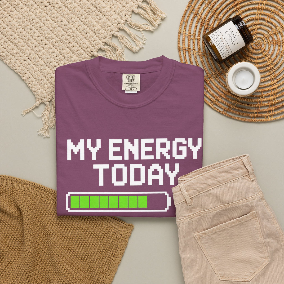 T-Shirt — "My Energy Today 80%" Battery Level Graphic Tee
