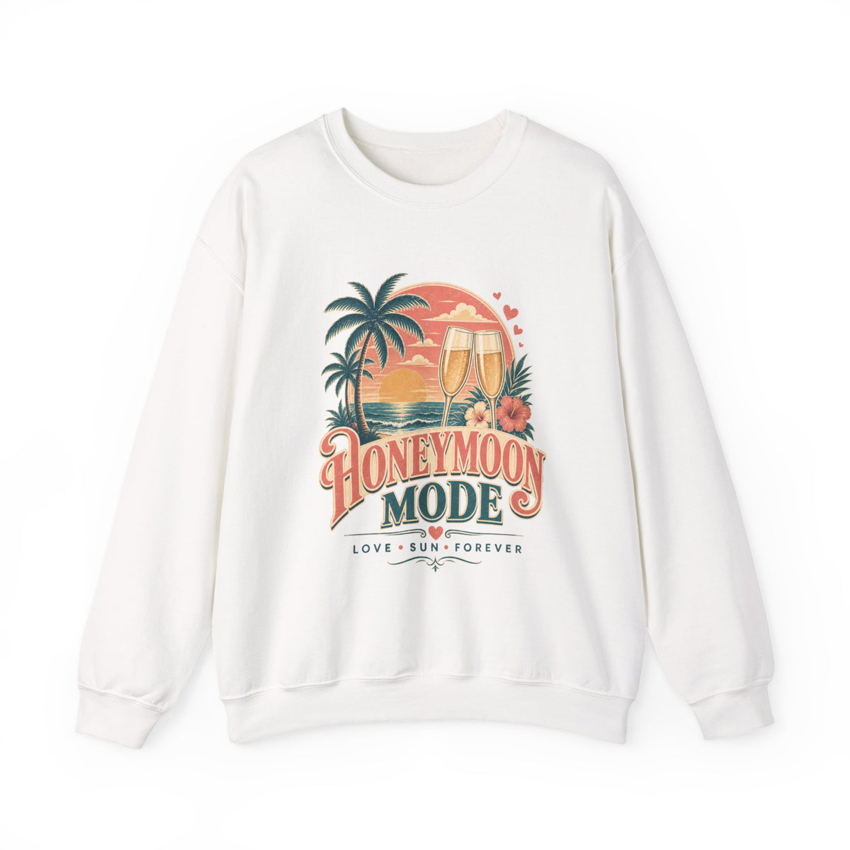 Honeymoon Mode Sweatshirt – Tropical Sunset Couples Crewneck