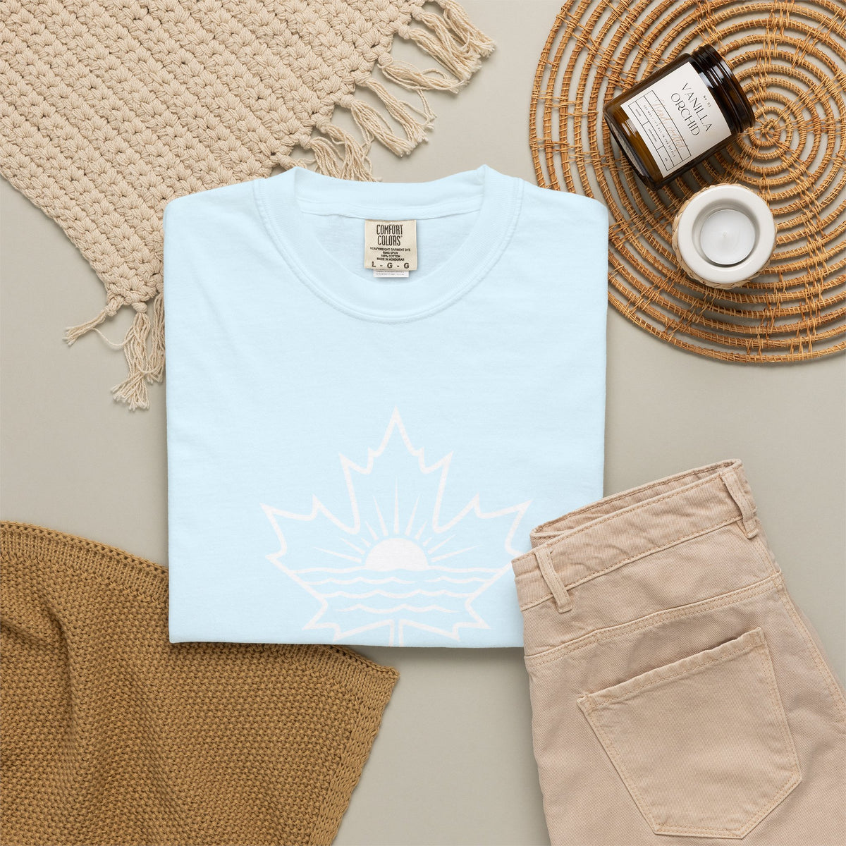 Lake Ontario T-Shirt — Retro Maple Leaf Sunset Graphic