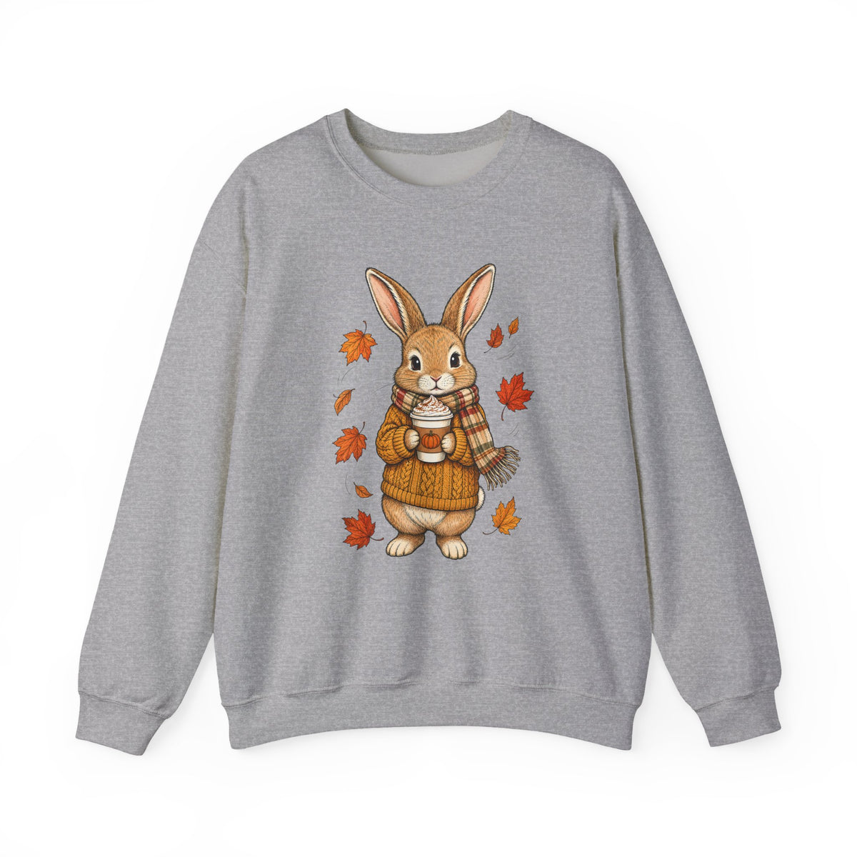 Autumn Bunny Sweatshirt – Cozy Fall Rabbit Holding Coffee