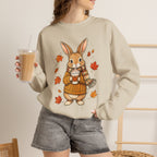 Autumn Bunny Sweatshirt – Cozy Fall Rabbit Holding Coffee