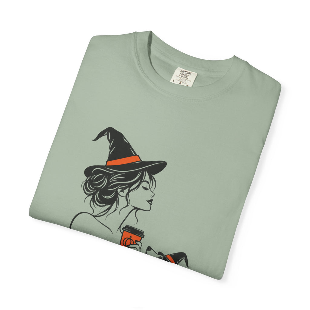 Her Human Witch Tee — Halloween Witch & Dog Graphic T-Shirt